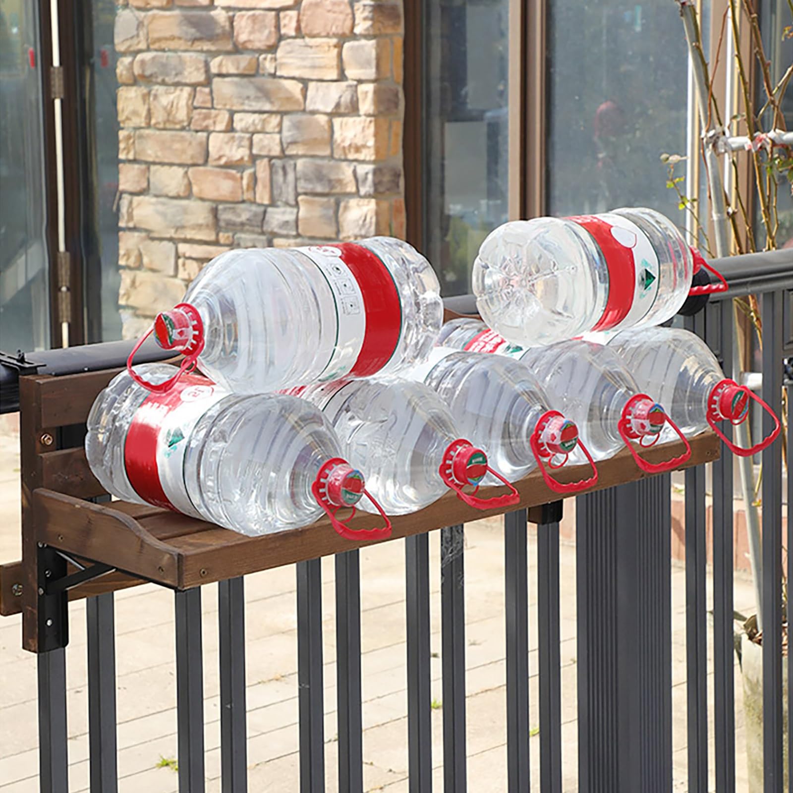 Regulowany składany stolik balustradowy na balkon, oszczędność miejsca, patio, stolik barowy, zewnętrzny stolik pomocniczy na taras i ogród, 60 cm, przenośny składany stół