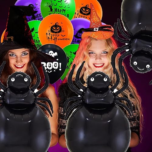 Miniatura 222 de Globos de aluminio de Halloween, globos de cumpleaños de Halloween, número 1, araña, momia, calabaza, murciélago, fantasma, globos para decoración