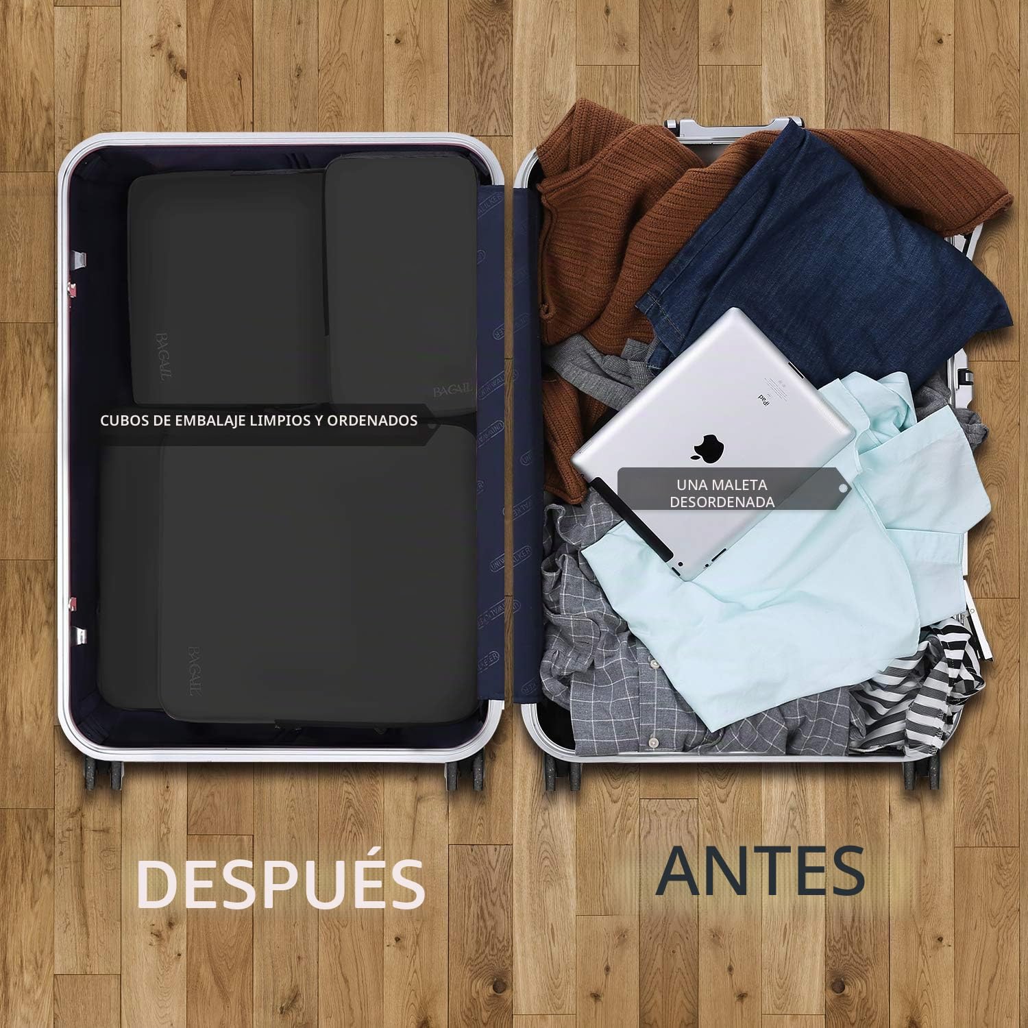 Eono Organizadores de Viaje de compresión expandibles, Impermeable Organizador de Maleta, Cubos de Embalaje, Compression Packing Cubes