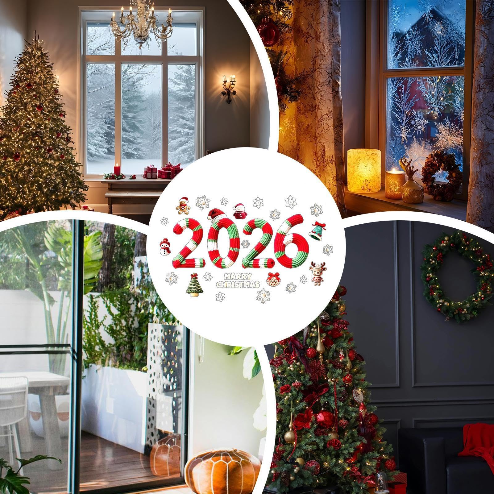 Aufkleber für Weihnachtsfenster – statische Aufkleber für Weihnachtsfenster, Zahlen 2026, Dekoration, abnehmbar, Haus, Büro, Schaufenster, Restaurant, Klassenzimmer, Innen- und Außenbereich