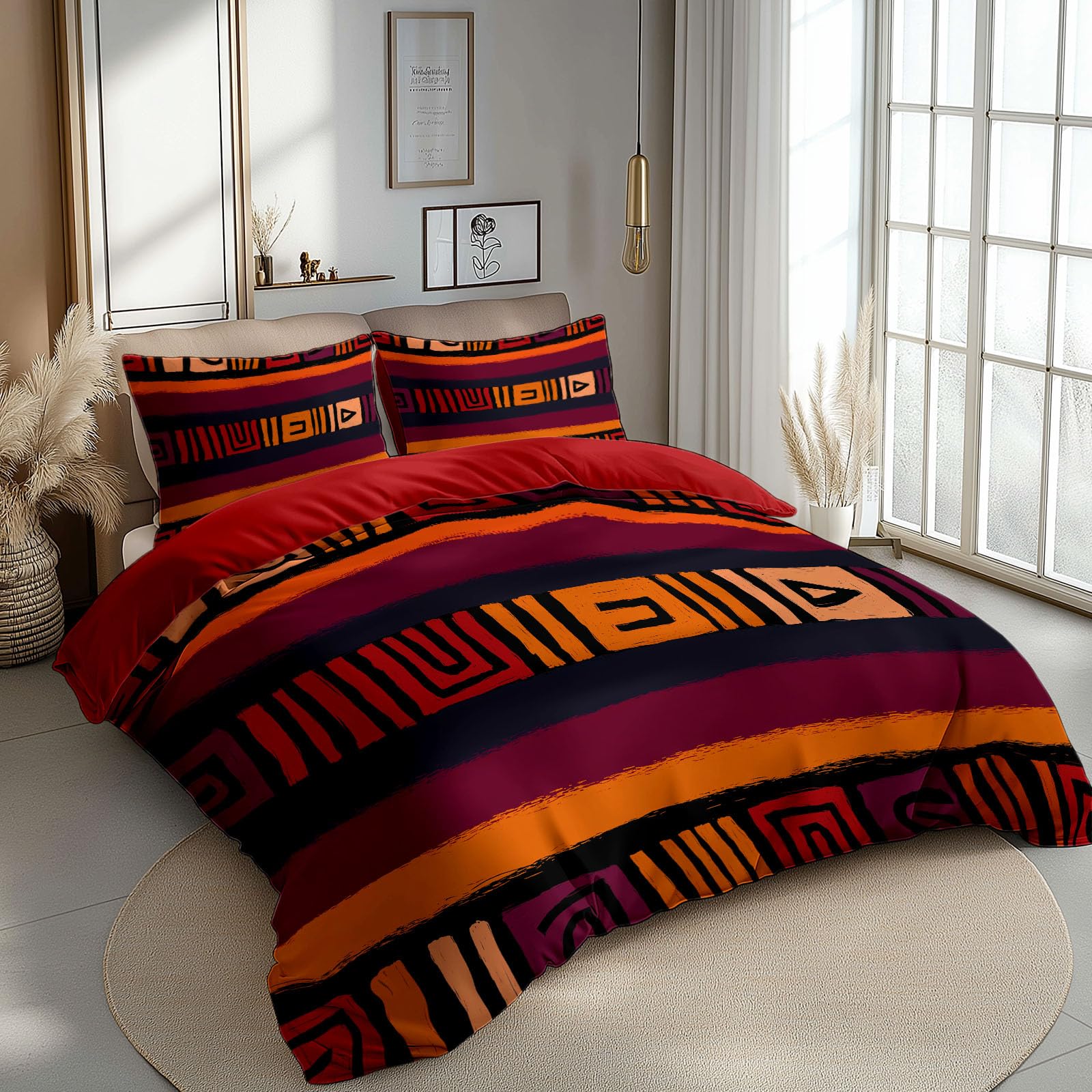 Juego de ropa de cama de tribus africanas, 240 x 220 cm