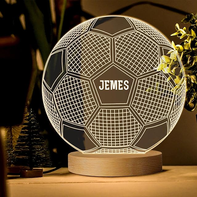 EDSG Football Gifts for Boys Personalised LED Night Light Lamp Gifts from Father Mother Friends Dad Mum Custom Gifts for Child Boy Kids Children (Design 5)