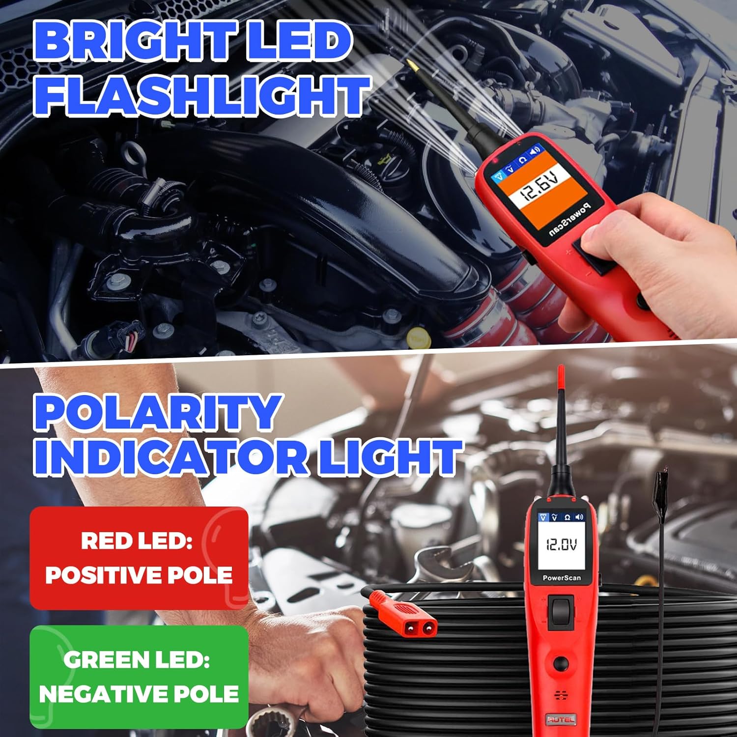 Autel PowerScan PS100 Power Circuit Probe Tool, Automotive Circuit Tester, 12V 24V Automotive Electrical Tester, Circuit Breaker Finder, AC/DC/Continuity/Signal Test, Component Activation 40ft Cable