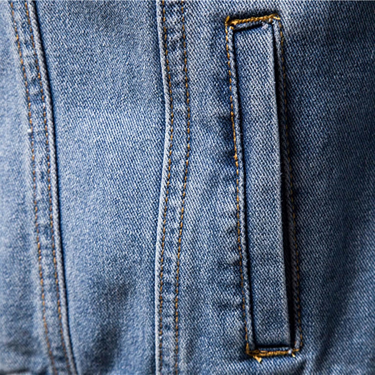 Mens Denim Jacket Casual Lapel Long Sleeve Slim Fit Button Down Coat Fall Fashion Trucker Cowboy Outwear 2025
