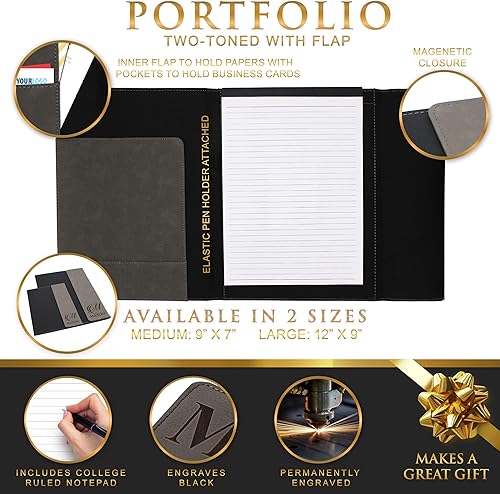 Miniatura 4 de My Personal Memories, Portafolio personalizado con solapa monograma personalizada, grabado para profesor, estudiante, negocios, hombre, mujer,