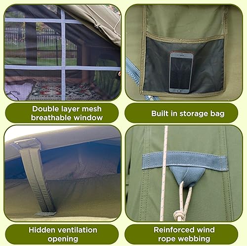 Miniatura 9 de Tienda de campaña inflable de lujo grande, tienda de campaña de lona de algodón con tecnología para 6-10 personas  Tienda de campaña transpirable e