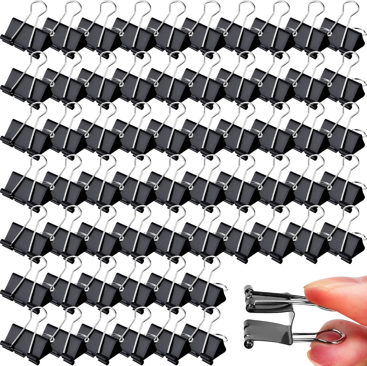 300 Pcs Medium Binder Clips Bulk 1.25 Inch Heavy Duty Paper Clamps Black Metal Binding Med Clips Office Supplies for Teachers Business