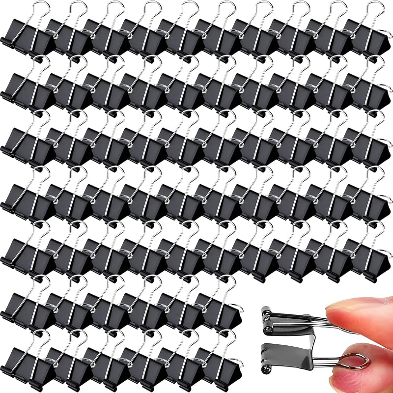 300 clips medianos para carpetas a granel, abrazaderas de papel resistentes de 1,25 pulgadas, clips médicos para encuadernación de metal negro, suministros de oficina para profesores y negocios