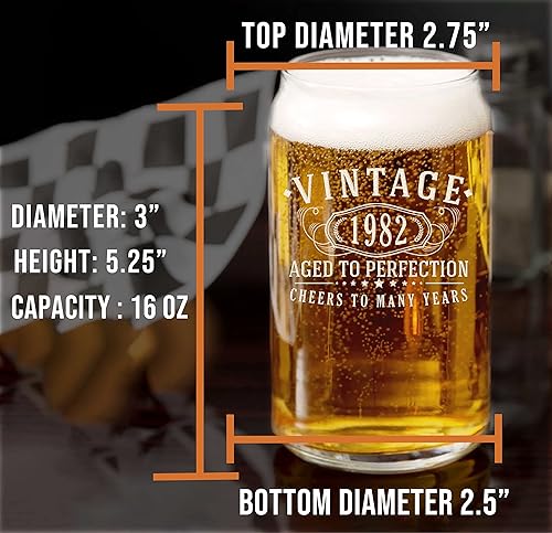 Miniatura 5 de Spotted Dog Company Vaso de lata de 16 onzas grabadas vintage de 1982  Regalos de cumpleaños 42 para mujeres y hombres  Saludos a los 42 años