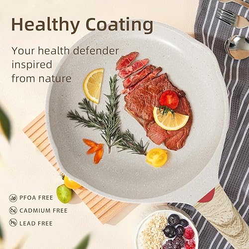 Miniatura 4 de Caannasweis Sartén antiadherente de granito, sartenes antiadherentes para tortillas, sartén para huevos de tortilla, sartén de chef de piedra,