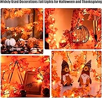 Vista 6 de Decoración de otoño para el hogar, guirnalda de otoño enchufable de 9 pies con luces, 50 bombillas naranjas conectables, luces de guirnalda de otoño