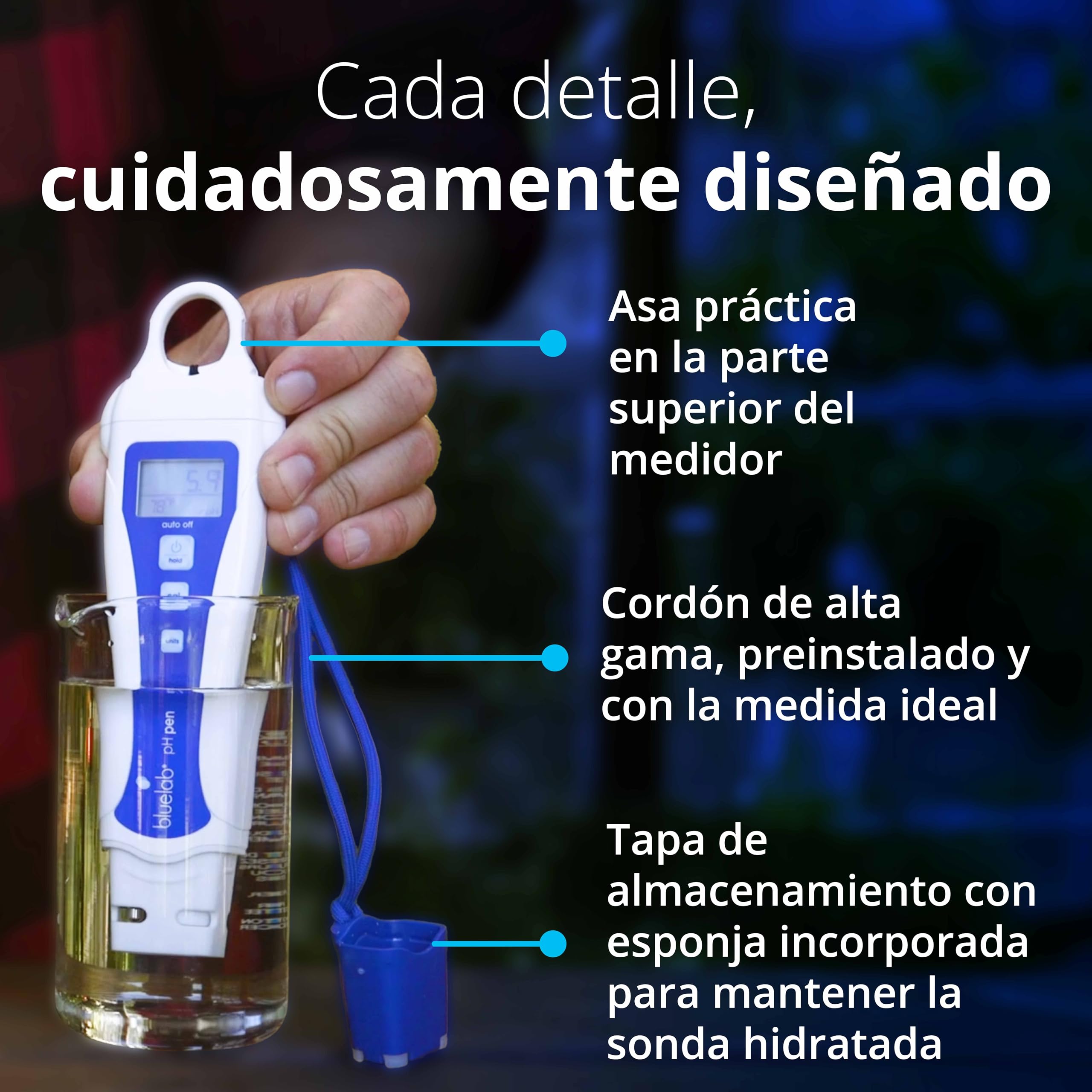 Bluelab PENPH pH Pen - medidor digital para agua - 100% resistente al agua, fácil calibración, sonda de doble conexión: más precisión y mayor duración