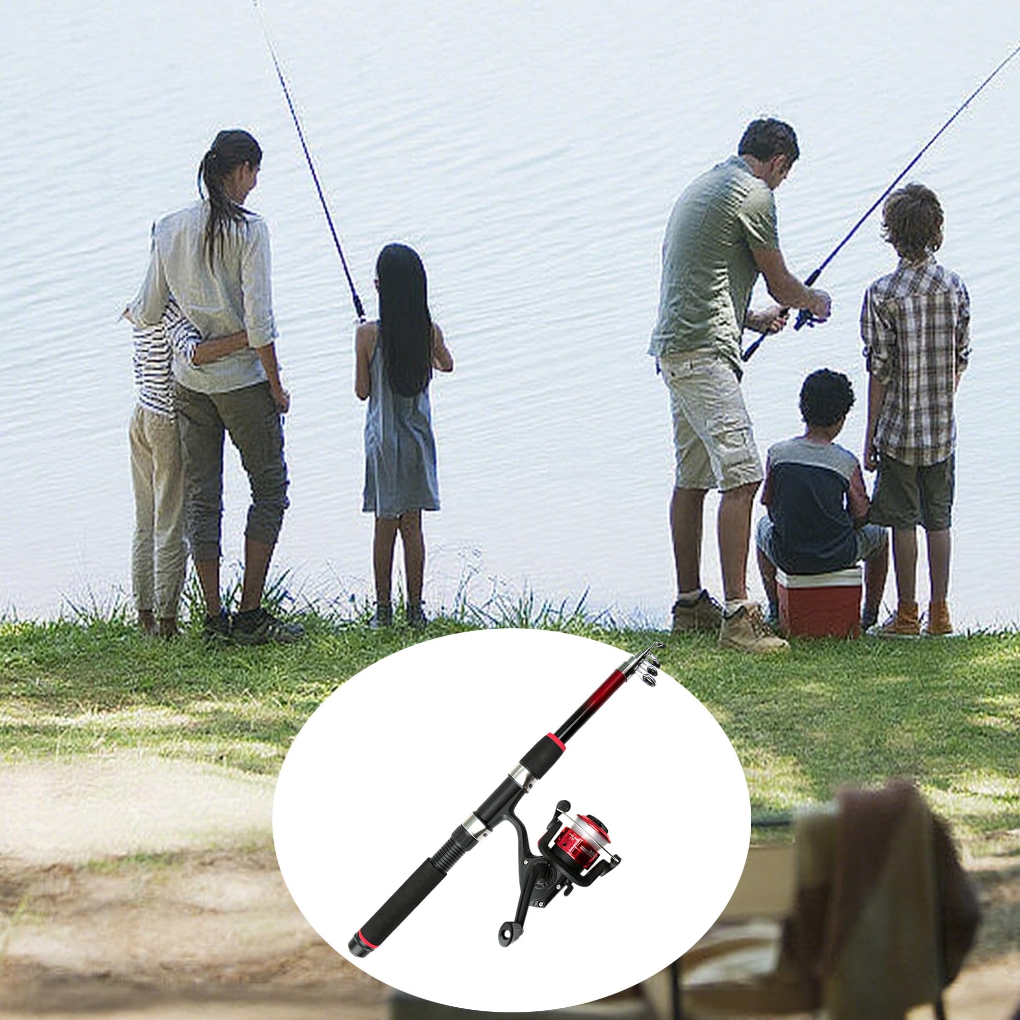 Kids Fishing Rod Starter Set, Teleskopowy Wędkarski Pręt i Spinning Reel Combo Set, 1,8 m Zestaw Słupków Wędkarskich z Linią, Przynęty, Torebka, Diddle-Net, Idealny Prezent Dla Dzieci
