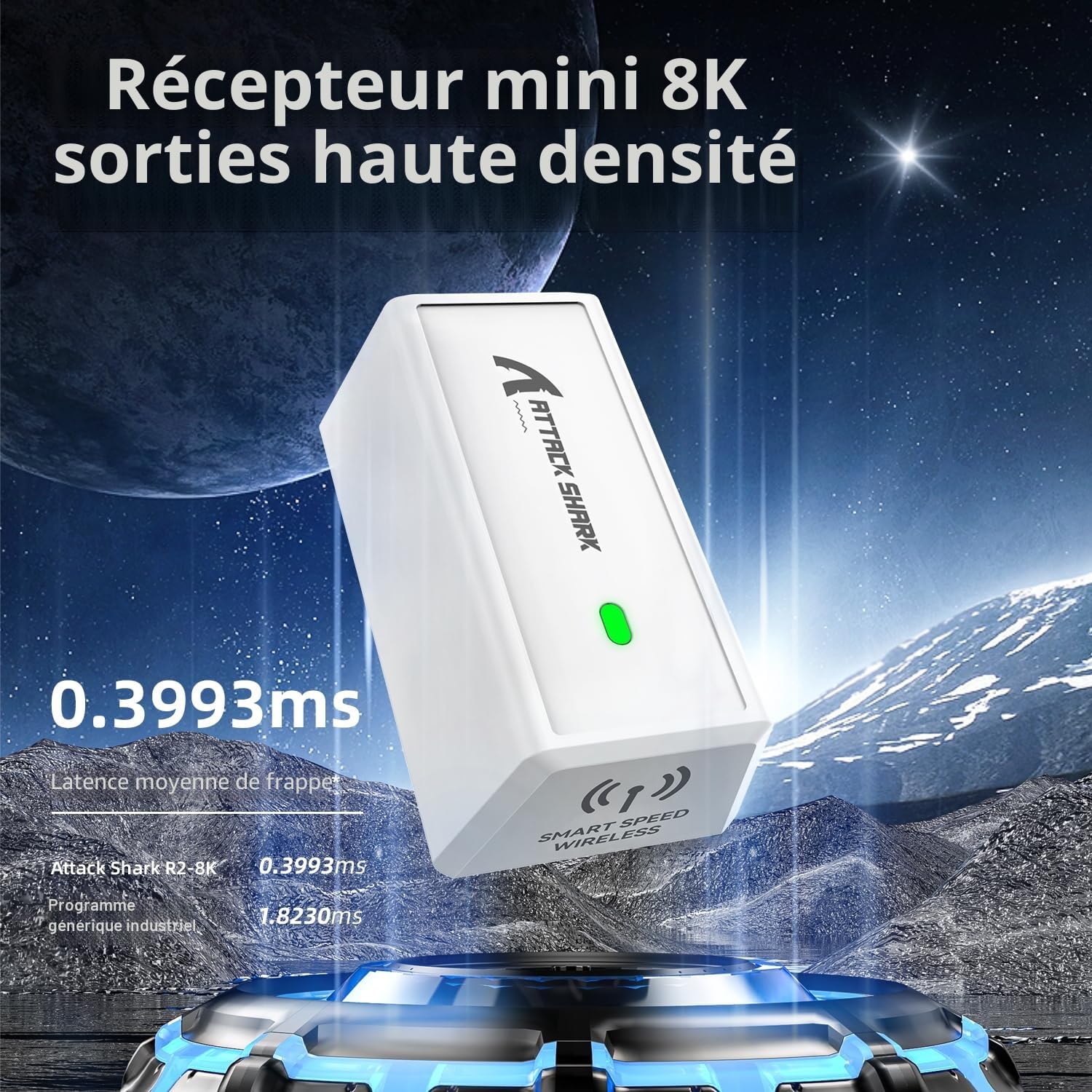 MAMBASNAKE x Attack Shark R6 39 g Superlight Mouse, PixArt PAW3950MAX Capteur de Jeu sans Fil 8K, MCU Nodic 52840, BT/2.4G/Souris de Jeu Filaire, DPI 42000, réglable pour Win11/Xbox/PS/Mac - Blanc