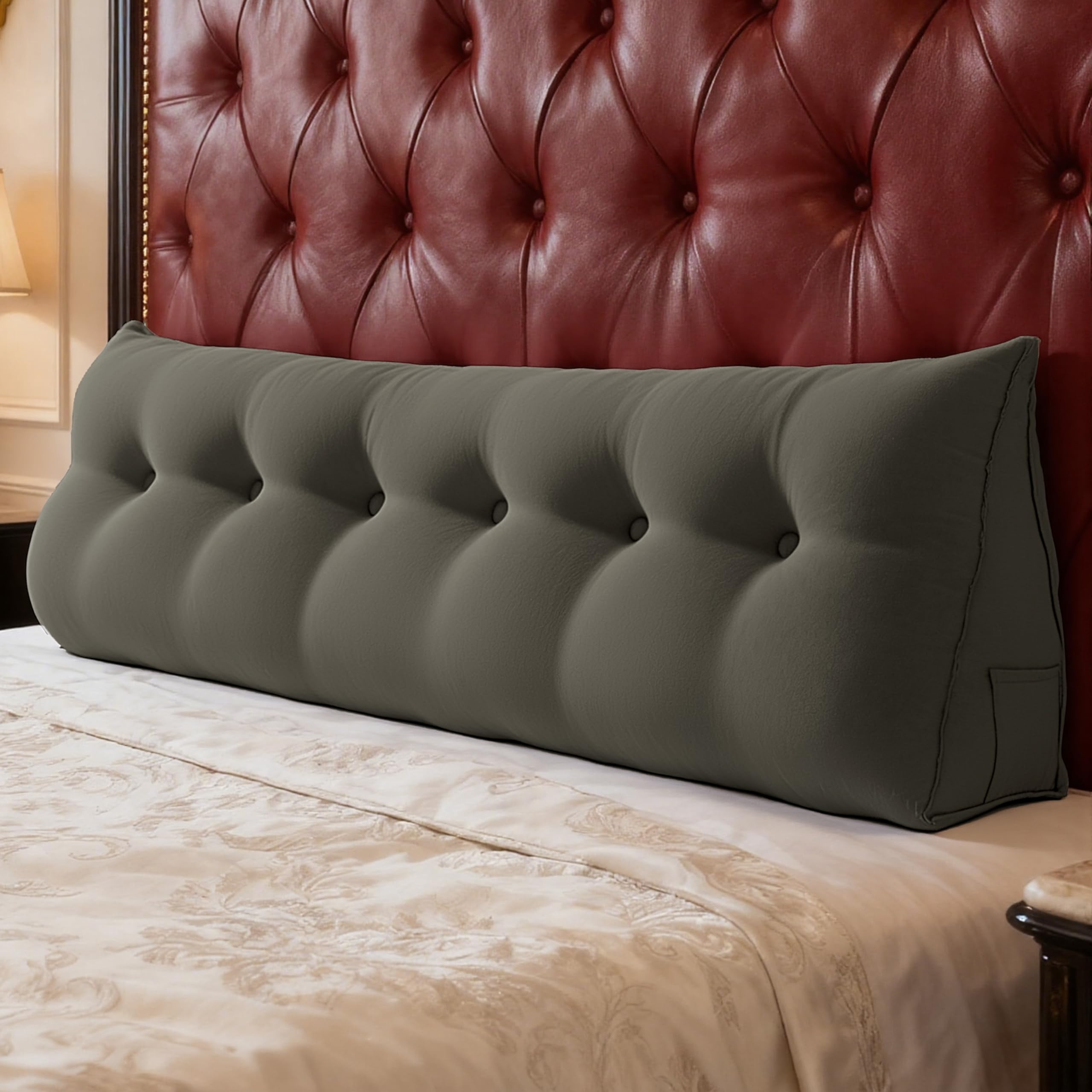 WOWMAX Multifunctional Upholstered Headboard Pillow Caking, Dark Gray