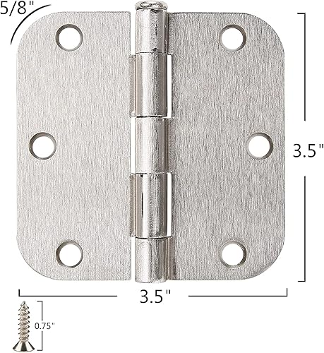 Vista 96 de Paquete de 6 bisagras redondeadas, radio de 5/8 de pulgada, herrajes para cabaña, bungalow, apartamento, casa rodante, rascacielos, habitación
