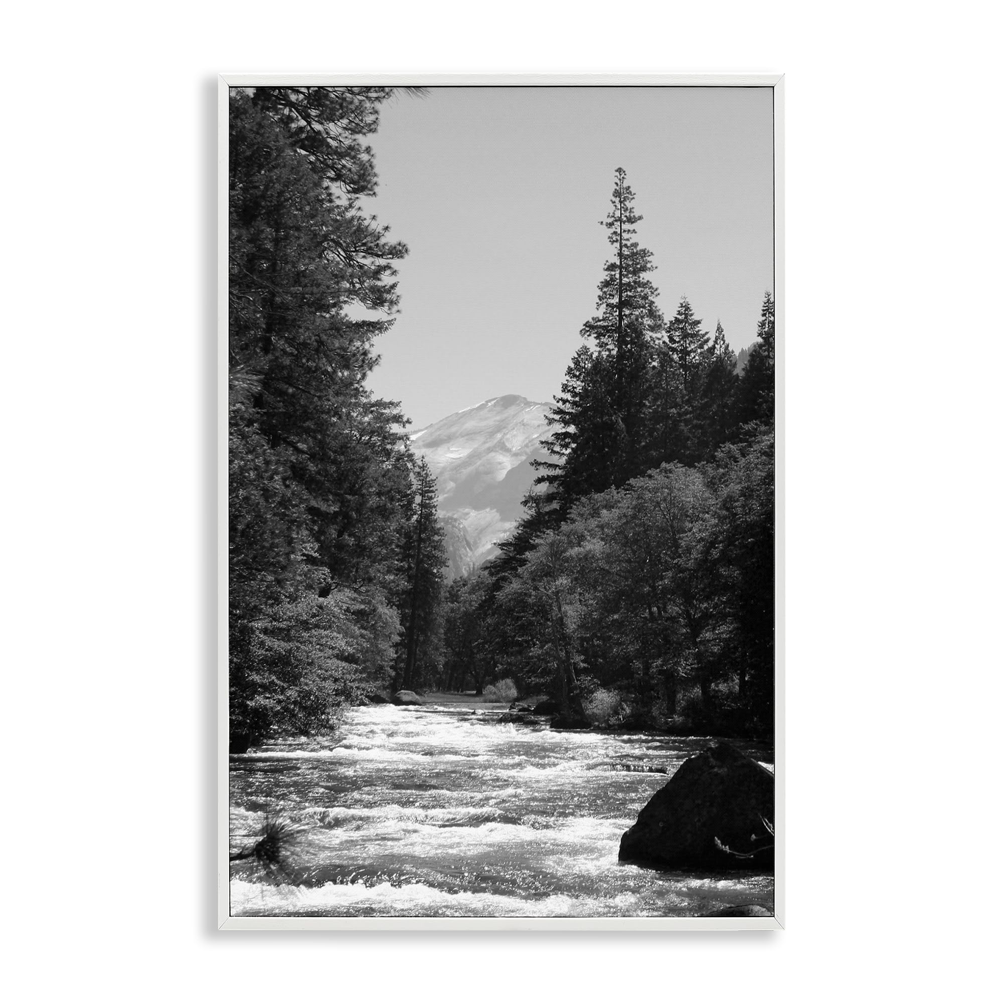 Stupell Industries Coastal White (Textured) Merced River Flow Scenic Nature, 16 X 24 Inch Framed Giclée Print