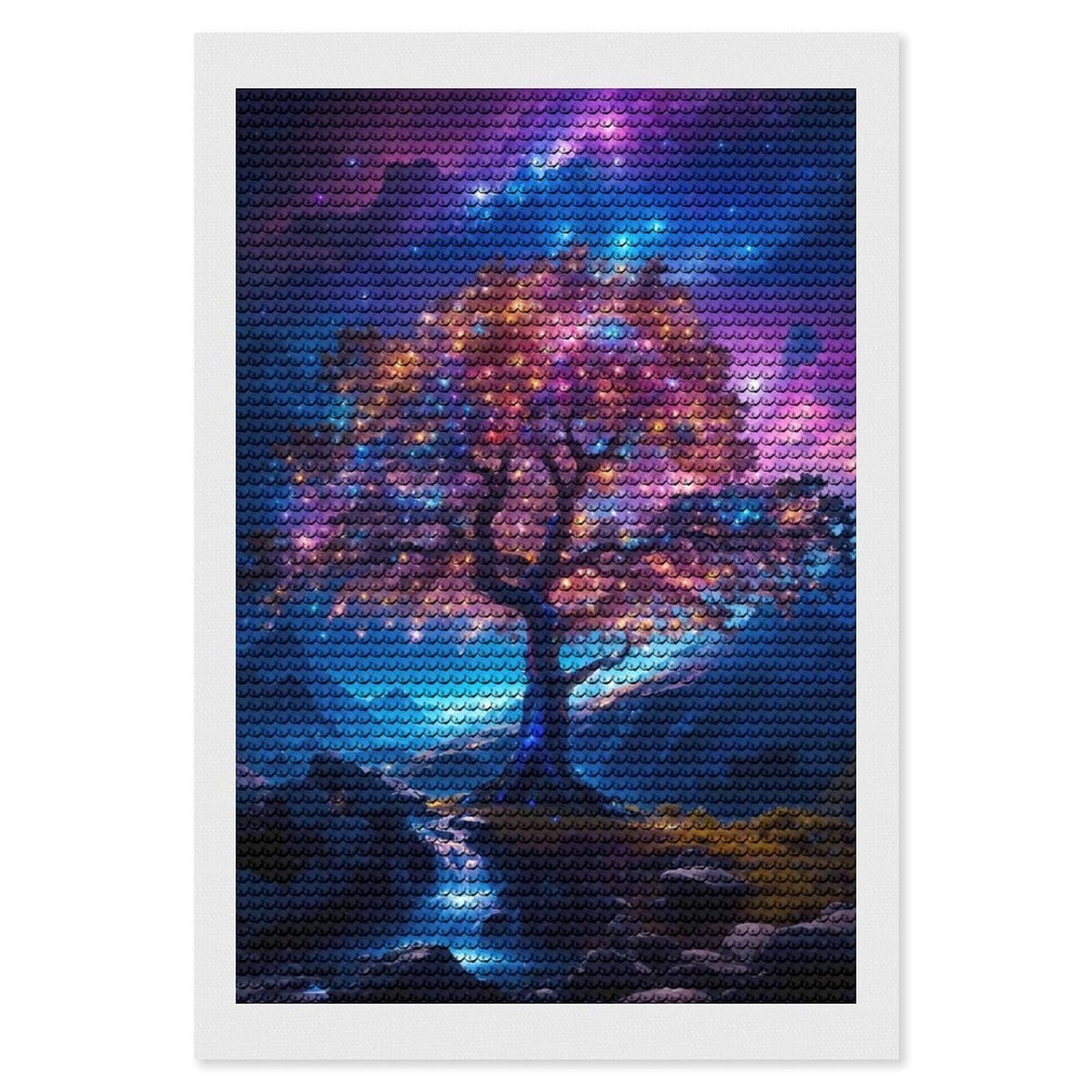 Junmoney Christmas Tree Round Drill Diamond Painting 8"x12", for Craft Lovers, Stress Relief Craft, Bedroom Decor, Festive Craft Gift