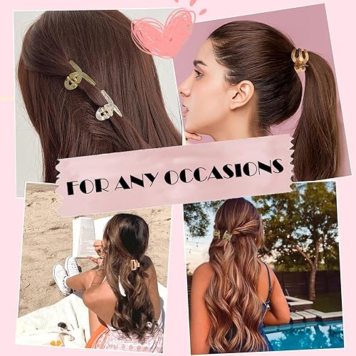 Miniatura 9 de LifeDawn Pinzas para el cabello para mujer, 12 piezas de dientes rectangulares mate de doble fila, pinzas pequeñas para cabello fino o mediano,