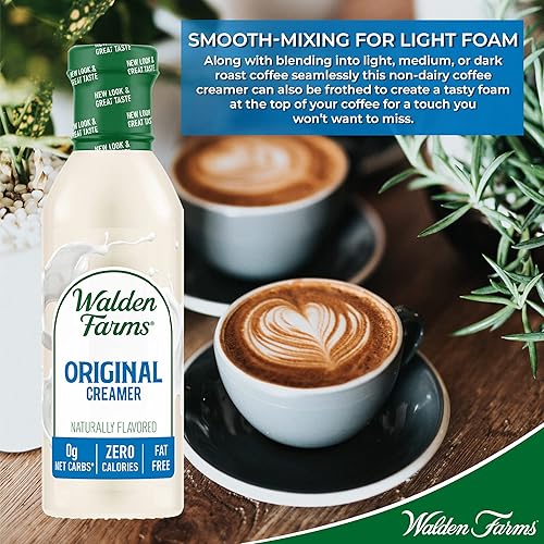 Miniatura 3 de Walden Farms Original Cream Coffee Creamer Botella de 12 onzas (paquete de 2) fresca y sabrosa  Vegana, Paleo y Keto  Sustituto de leche no láctea