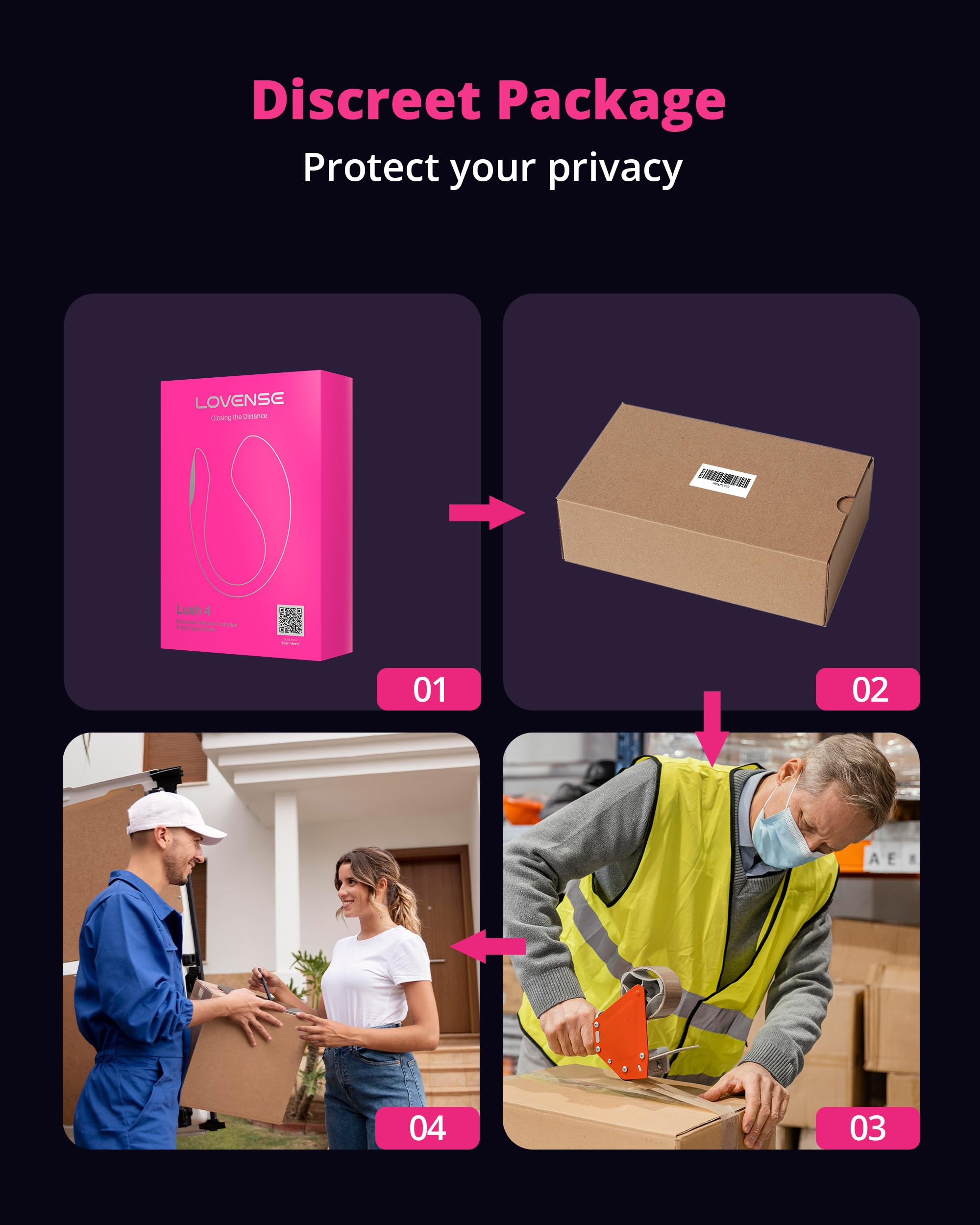 LOVENSE Lush 4 Remote Control G-spot Vibrator, Wearable Long Distance Adult Sex Toys & Games with LED Light, App Controlled Egg Vibrators for Women Couples, Powerful Vibration, Discreet, Waterproof