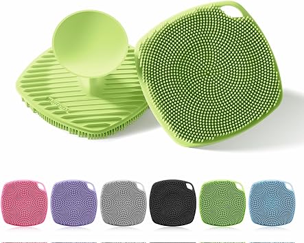 Silicone Body Scrubber, Bath Brush,Gentle Texture Exfoliating Body Scrubber for Men and Women On Sensitive Skin, Soft Scrubber Builds Up Lather, Deep Skin Clean Green