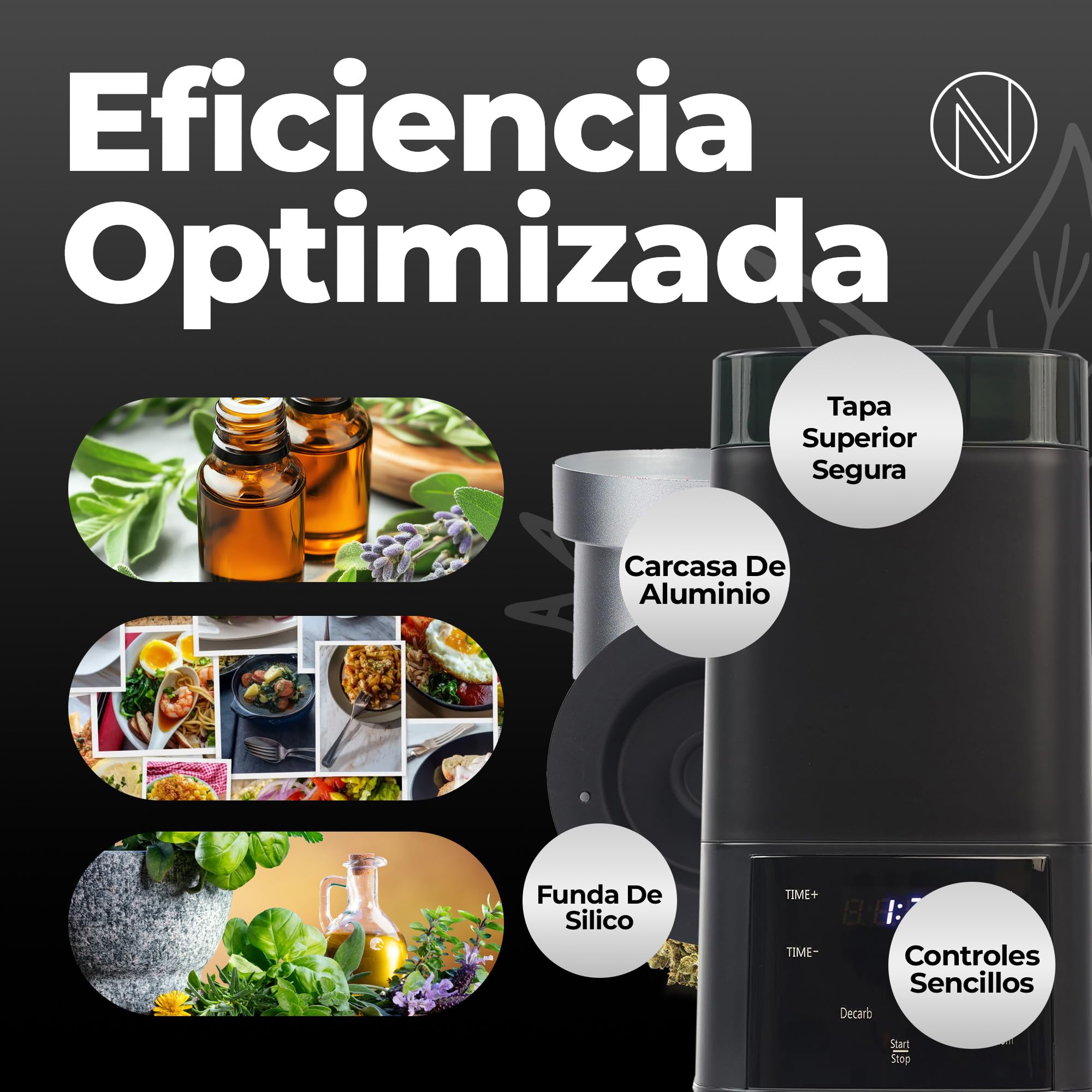 Nebula Descarboxilador E Infusor Boost | Sin Desperdicios | Negro | Activación De Hierbas E Infusión | Máquina Para Mantequilla Y Aparato Para La Preparación | Tapa Con Diseño Mejorado