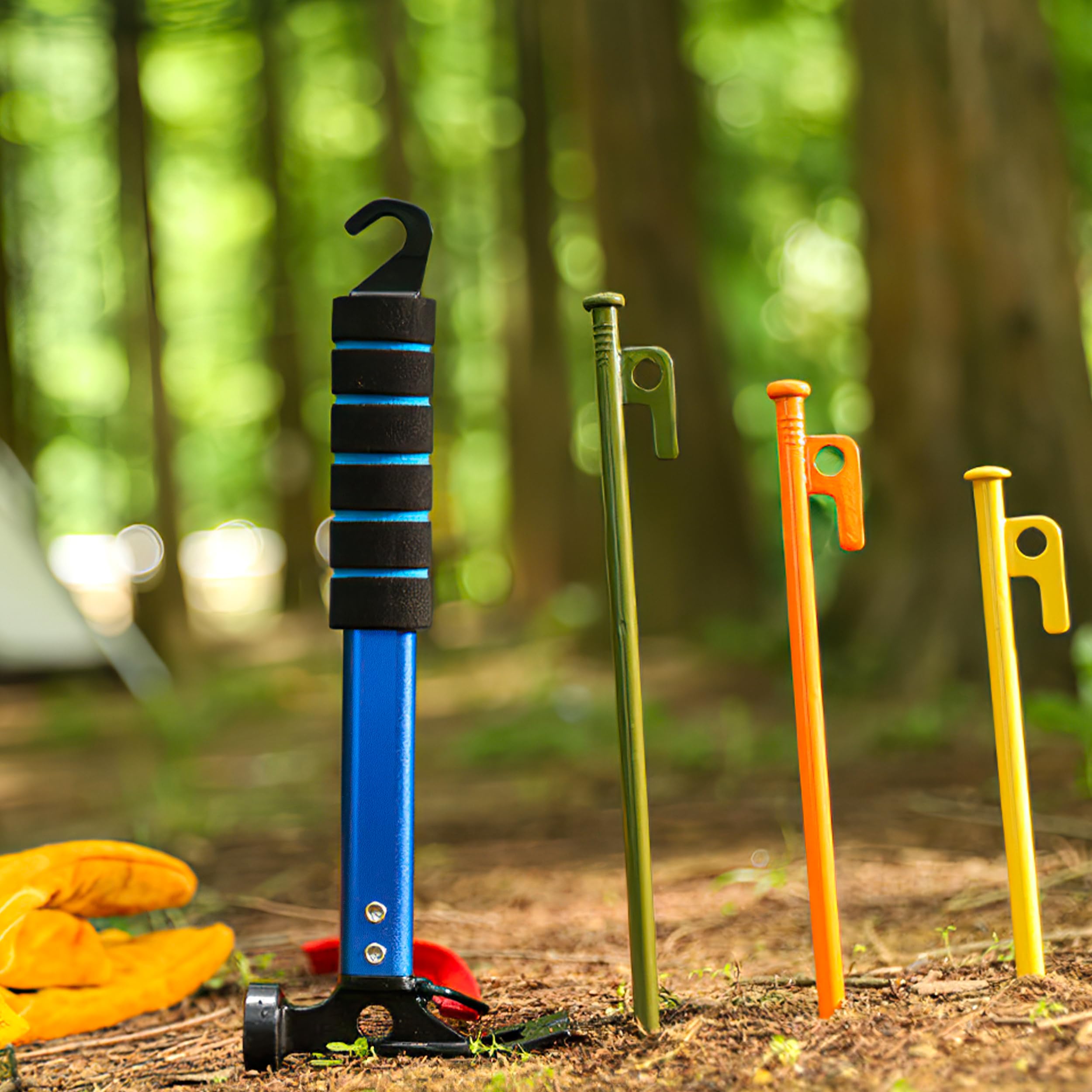 Zelt Hammer Leichte Aluminium-Campinghammer mit Haken Multifunktional Tragbar Hammer für Camping Outdooraktivitäten Blau