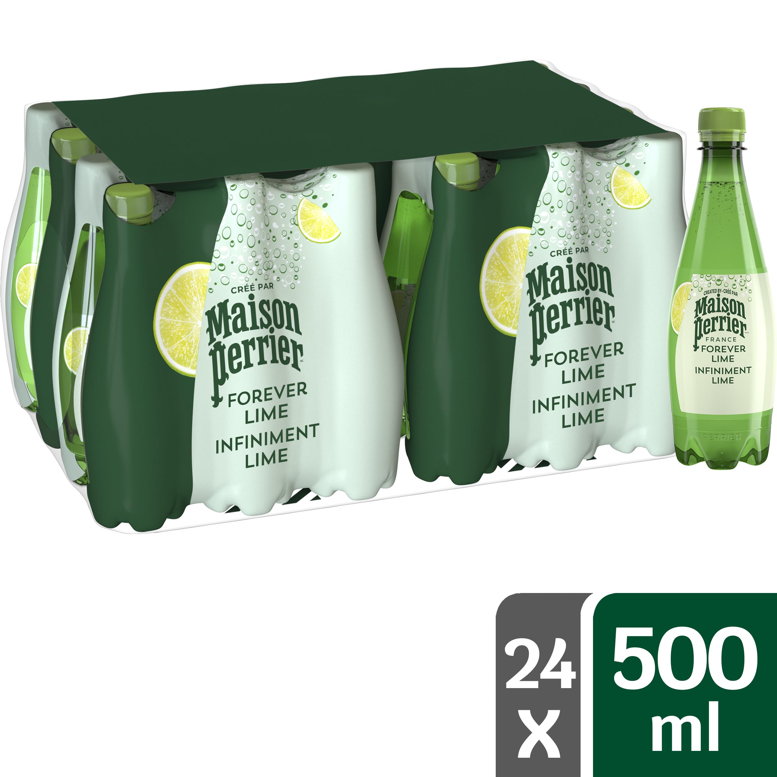 MAISON PERRIER FOREVER Agua con Gas con Sabor Lima, 4 packs 6 x 50 cl, 24 Botellas
