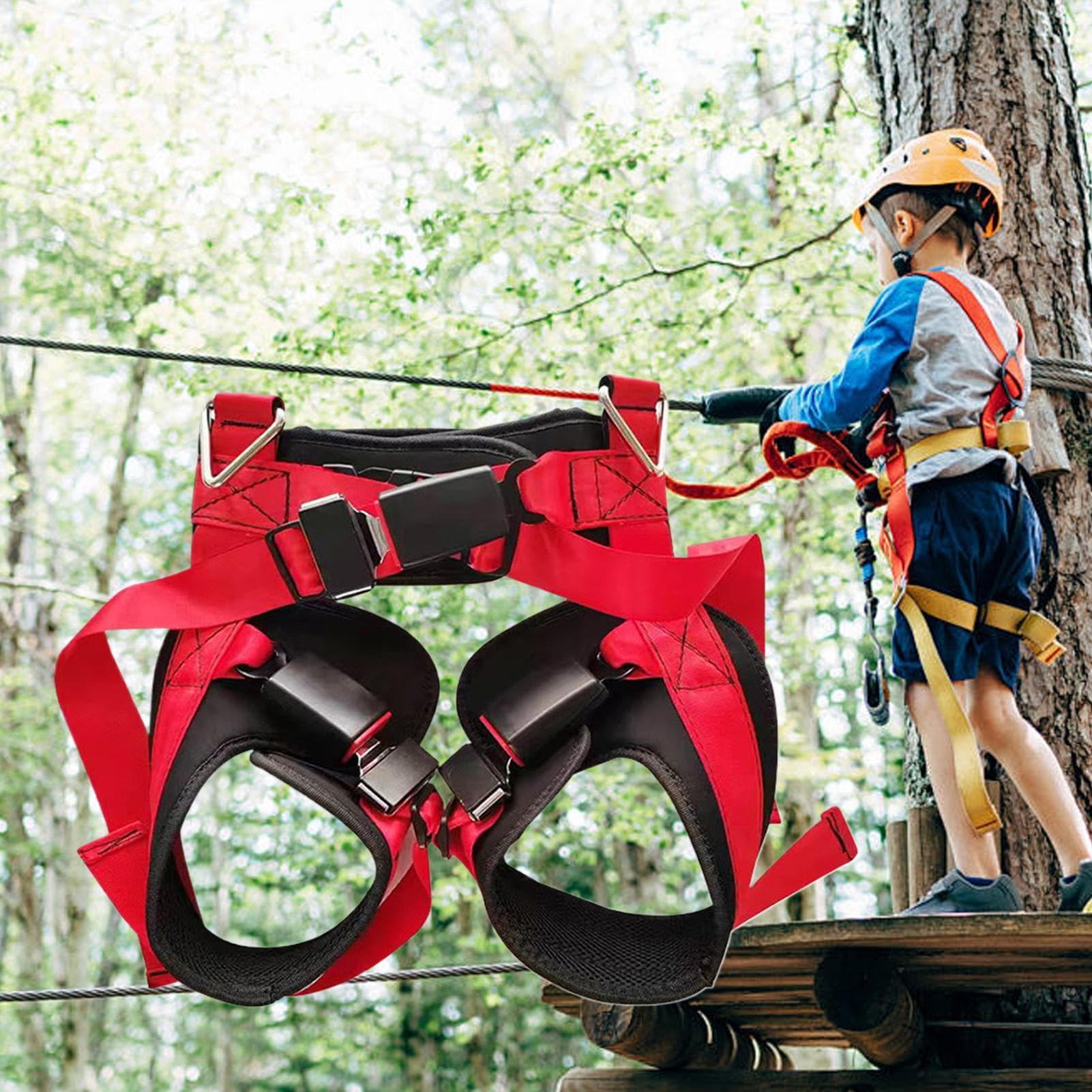 Generisch Cinturón de seguridad – Cinturón de seguridad para cama elástica, equipo de salto para niños, doble hebilla, soporte deportivo extremo, protección versátil para el cuerpo de la cama elástica