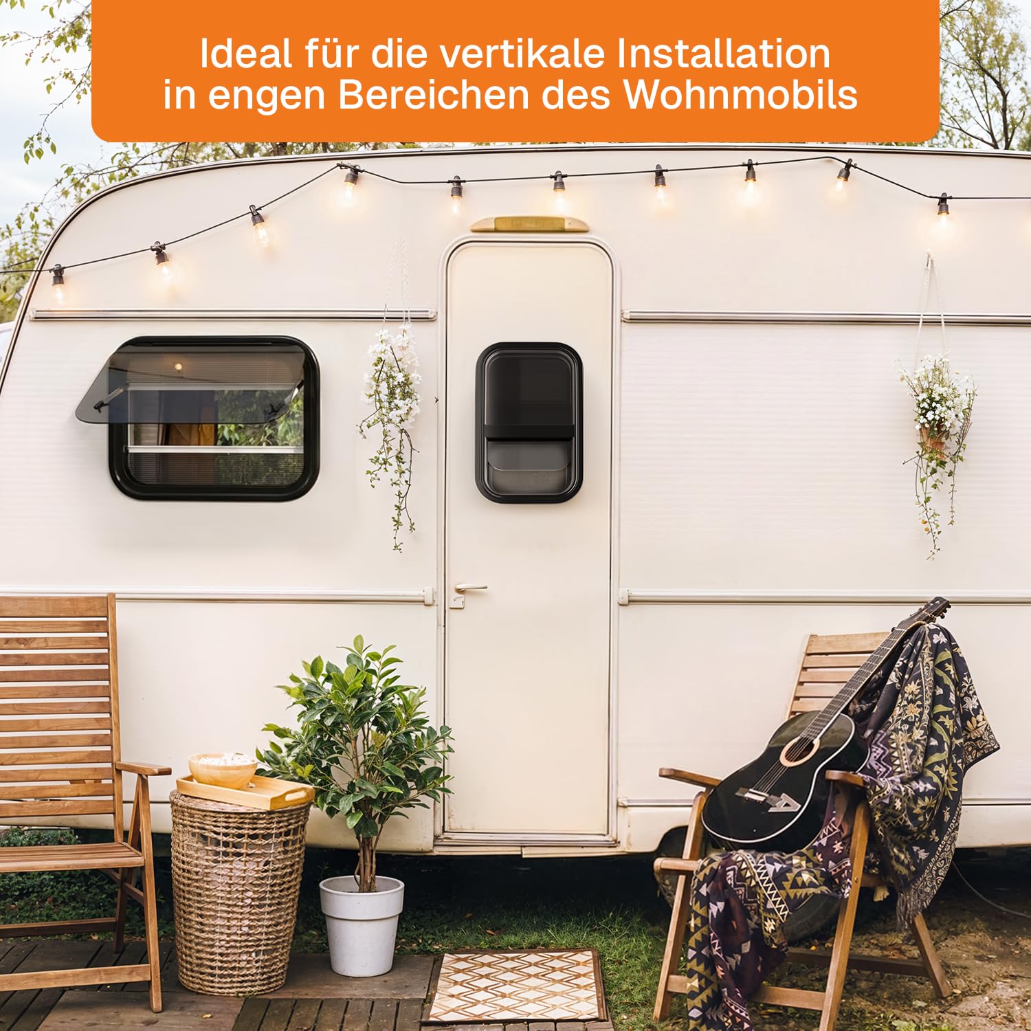 Wohnwagen Fenster 50x30 cm, E4, Schiebefenster für Wohnmobil und Caravan mit festem Insektenschutz, getöntem Sicherheitsglas, UV-beständig, Seitenfenster für Camper mit Aluminiumrahmen