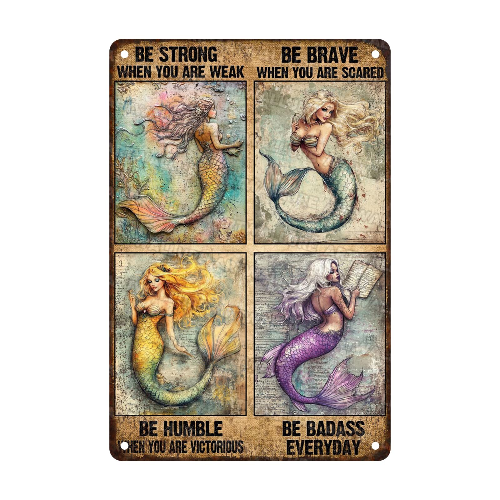 Anceky Sign Be Strong Be Brave Be Humble Be Badass Metal Tin Sign Vintage Wall Decor for Yard Fence Outdoor Window Kitchen 12×8 Inch