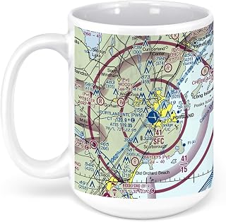 Portland International Jetport (PWM), Westbrook Street, Portland, ME, USA FAA Sectional Aeronautical Charts Chart Mug, 15oz