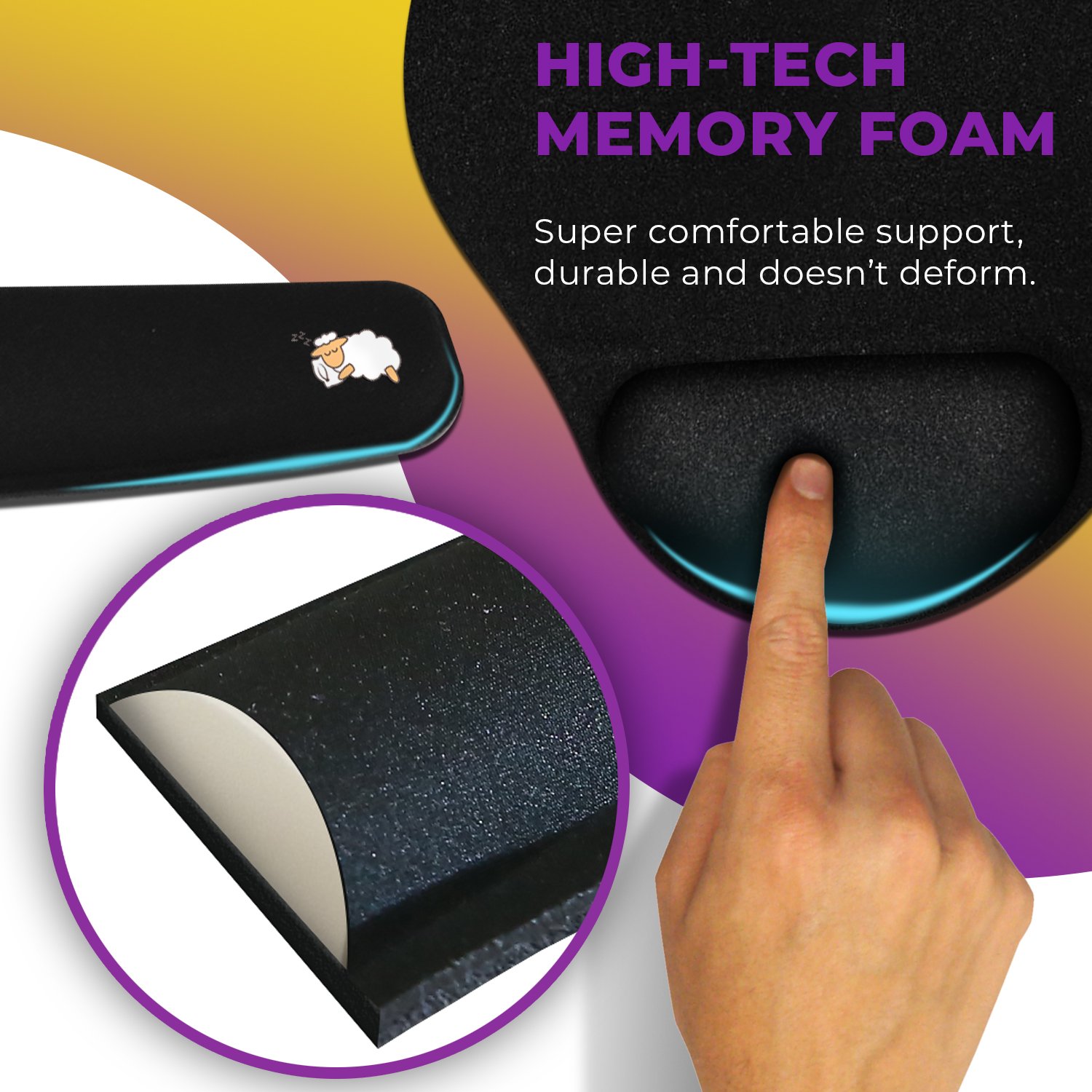 Buy Premium Wrist Rests for Keyboard and Mouse Pad Set Memory Foam