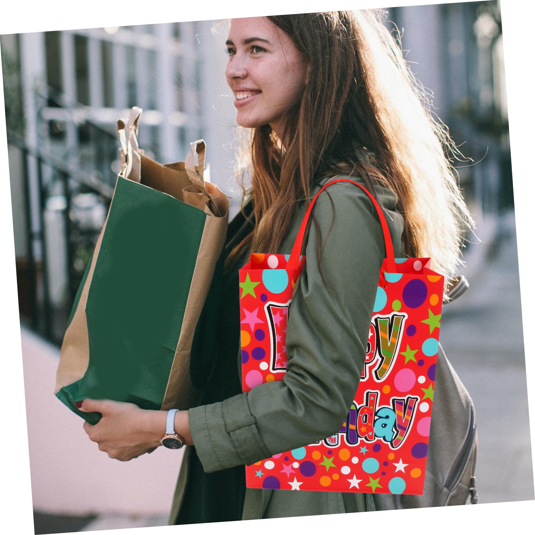 Healeved 12 Piezas Bolsas de Papel Recubierto para de Cumpleaños de Portátiles y Reutilizables para Fiestas y Detalles Especiales