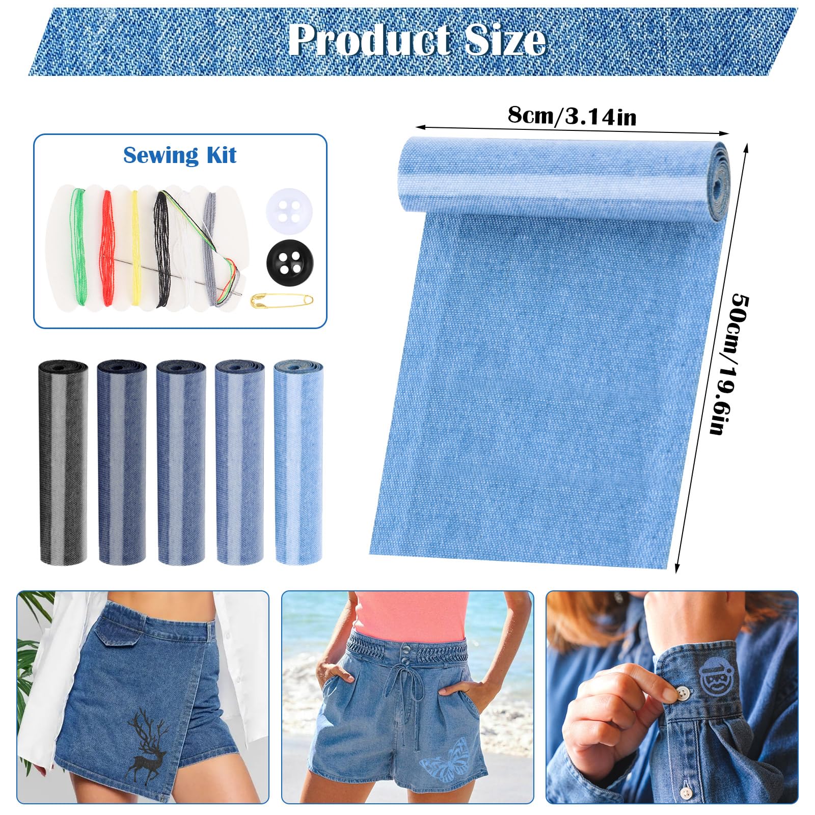 30 stuks jeans-patches om op te strijken, 5 kleuren, strijkpatches, 6 maten, opstrijkpatches, rechthoekig, vierkant, ovaal, jean, patches voor binnen en buiten, broek, volwassenen, kinderen