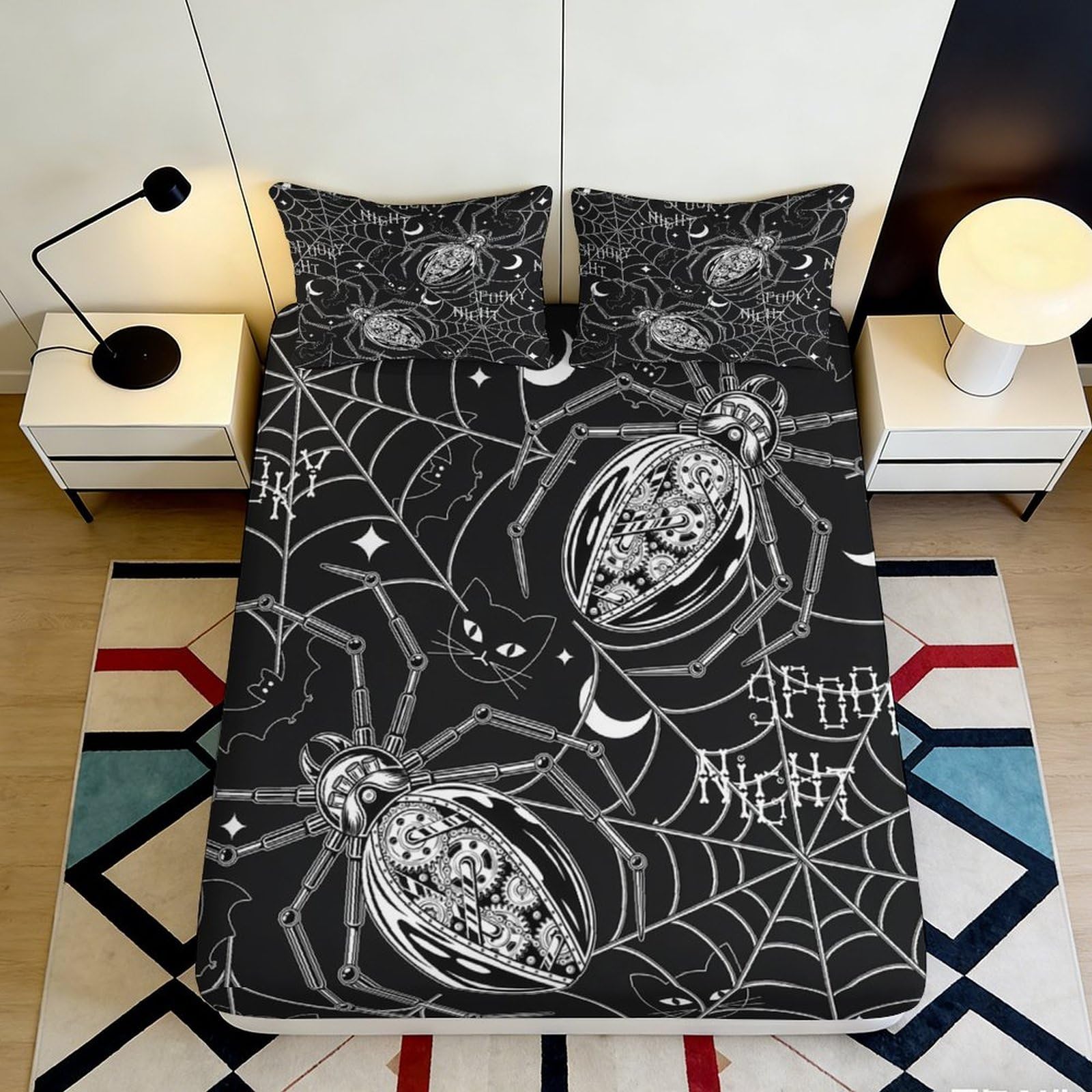 3D Printed Dinosaur Fitted Sheet Microfiber Deep Pocket Non-Slip Bedroom Bedding Jurassic Mattress Fitted Cover Full Wrap Washable for Home 160x200x25cm