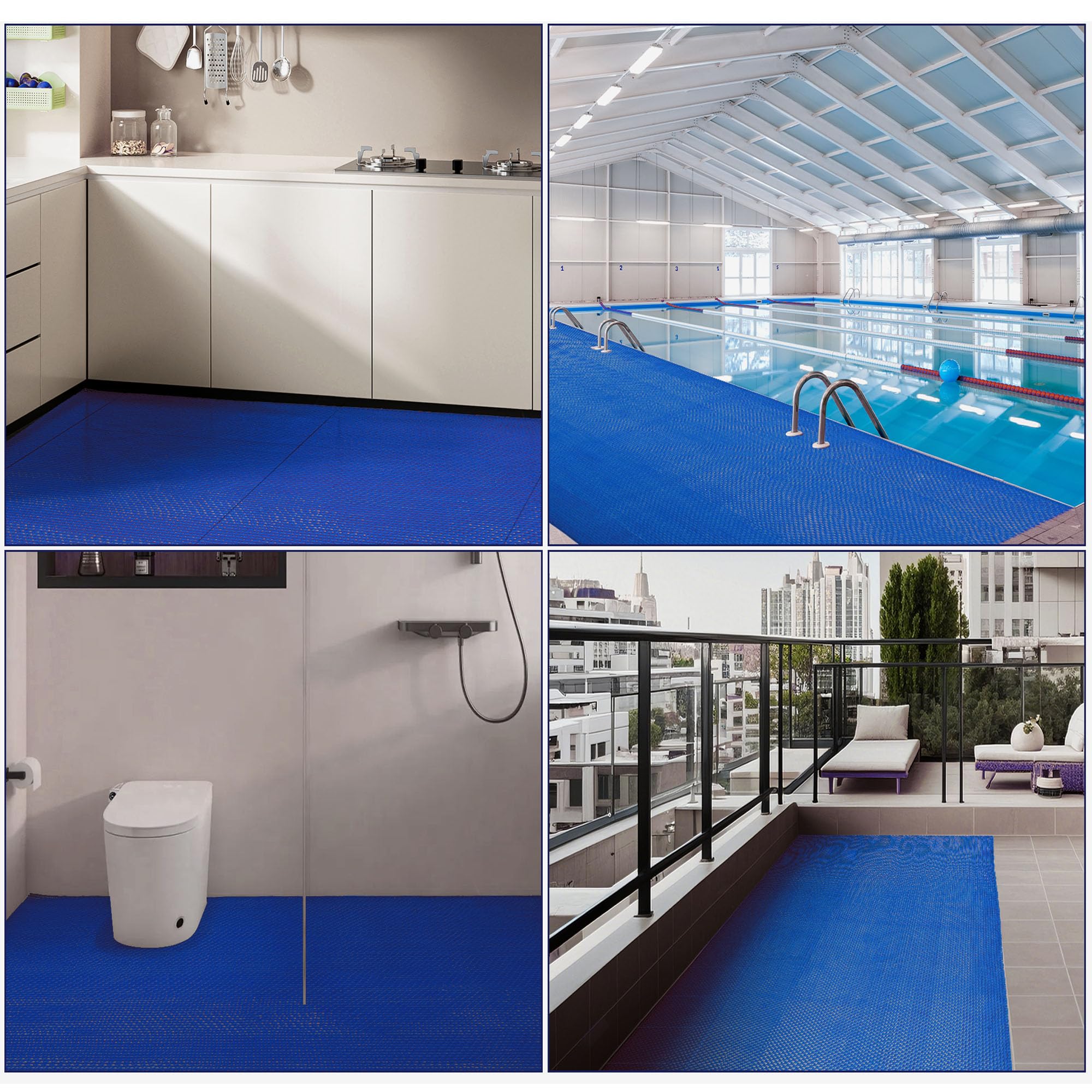 MYOYAY Alfombrilla de ducha de PVC con drenaje de 300 x 90 cm, antideslizante, para sauna, baño, antideslizante, 5,5 mm de grosor, comercial, para piscina, cocina, balcón