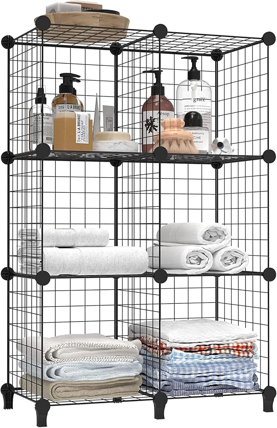 6 Cube Wire Storage Shelves, DIY Wardrobe Closet Bookcase