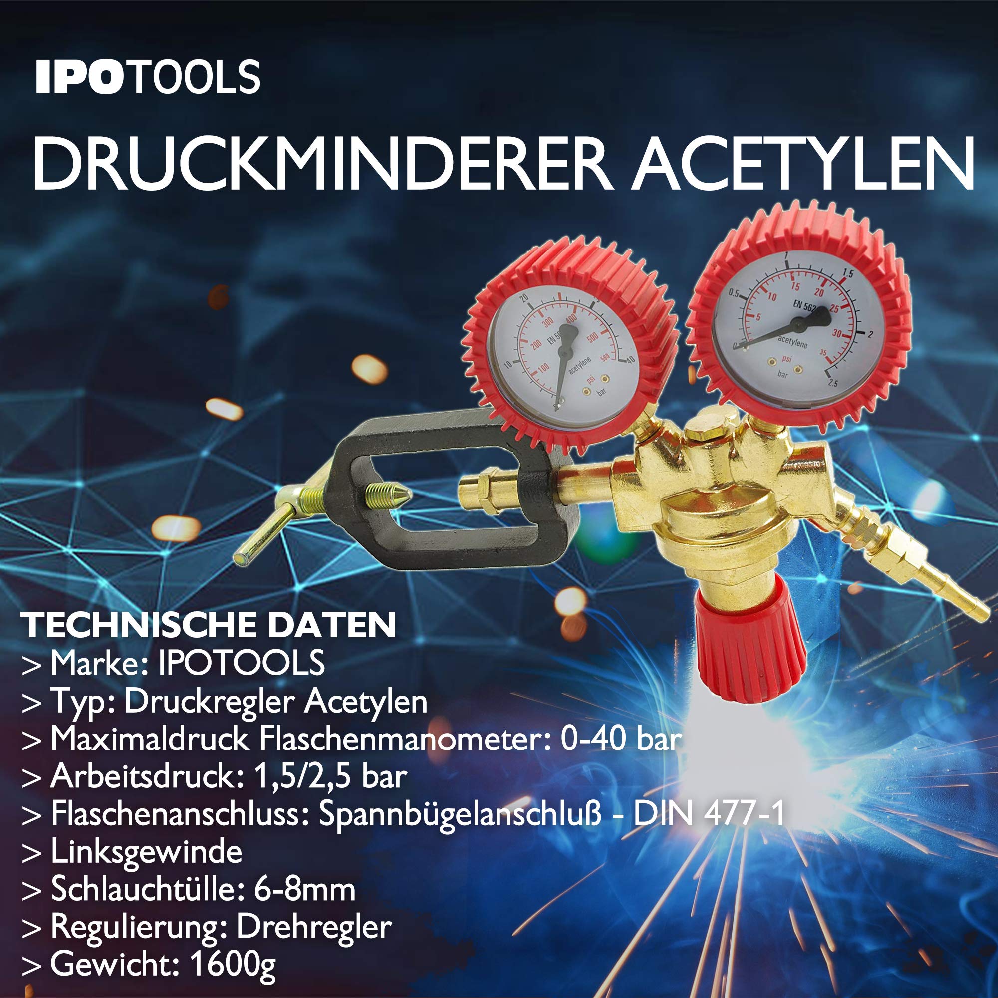 IPOTOOLS Reductor de presión Regulador de presión para acetylen