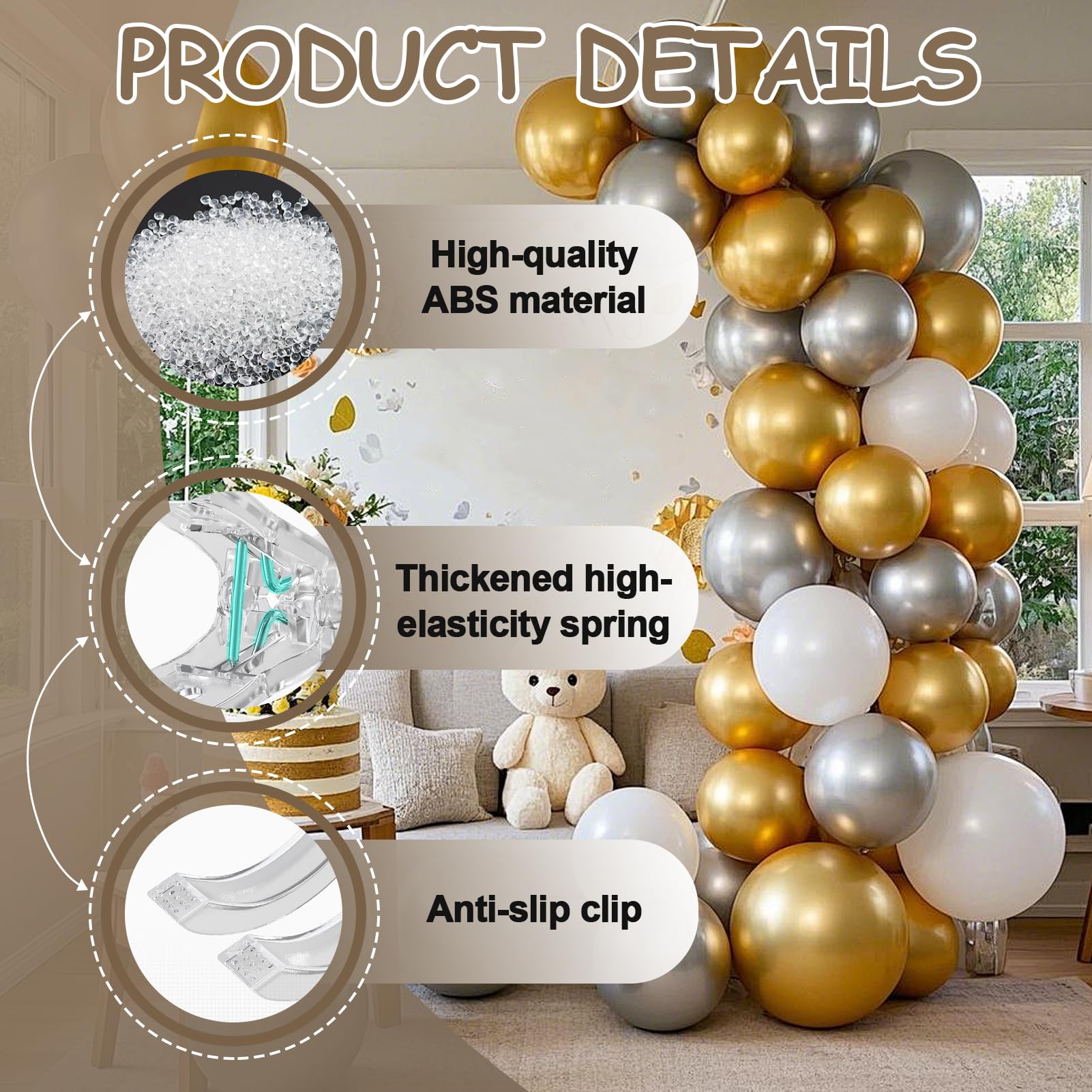 niusility 10pcs Balloon Arch Clips, Large Spring Clips, Transparent Spring Clamps, Plastic Heavy Duty Clamps - Image 3