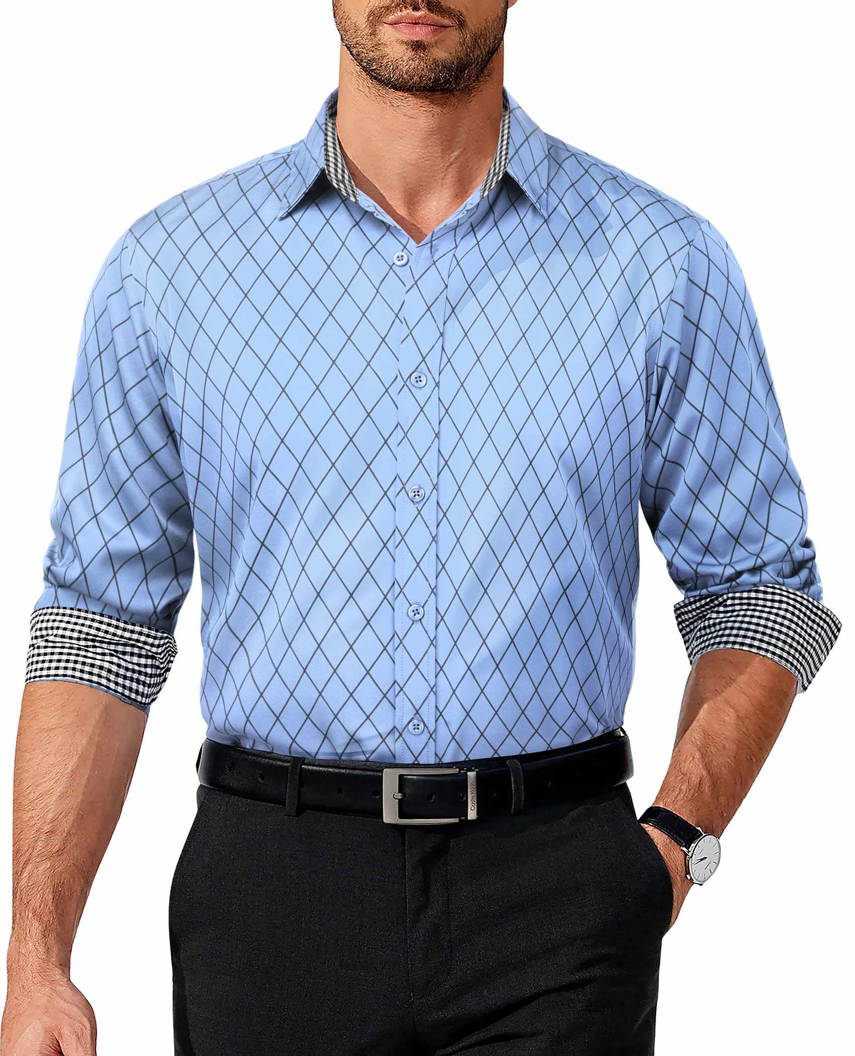 COOFANDY Men's Dress Shirt Long Sleeve Casual Button Down Shirt Wrinkle Free Formal Business Shirts