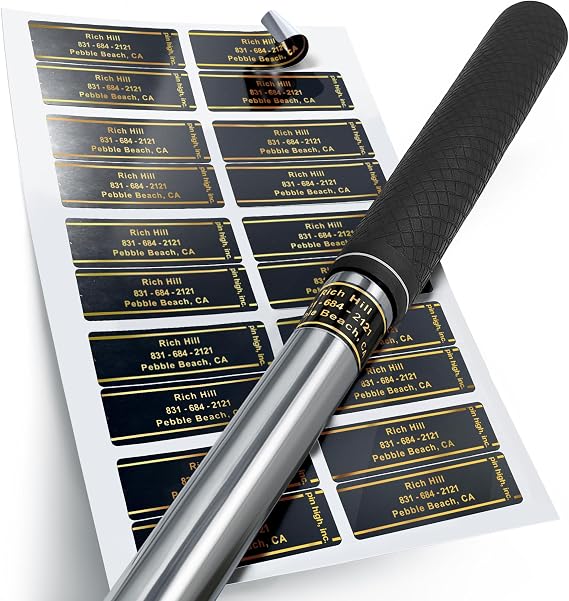 PIN HIGH 20 Personalized Golf Club ID Labels | Weatherproof, Fade Resistant, Laminated Thermal Transfer Labels, Made in the USA, (Free Customization & Shipping), Black