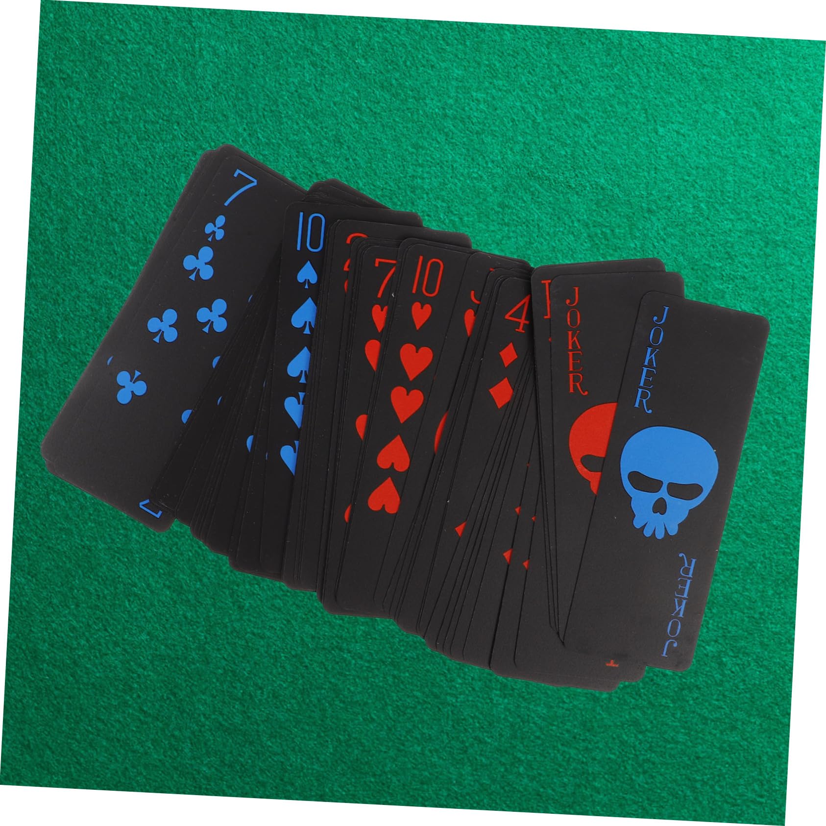 TOYANDONA Carte Da Gioco Nere in Pvc Di Carte Da Poker Design Teschio Rosso e Blu Resistenti Schizzi Per Giochi Di