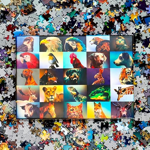 Miniatura 5 de Bgraamiens Rompecabezas de 1000 piezas creativas de animales de polietileno bajo, rompecabezas de desafío de color para adultos y niños