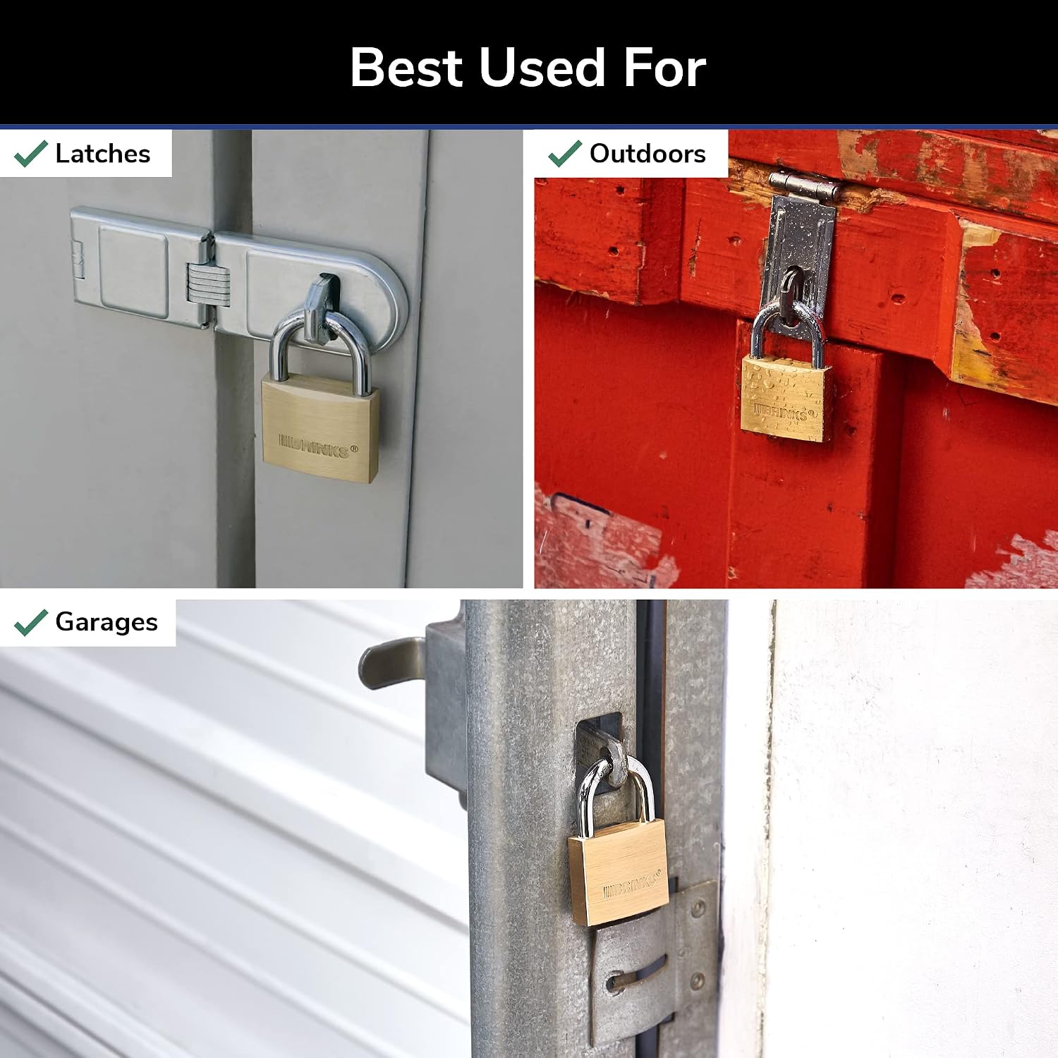 BRINKS - 50mm Commercial Solid Brass Keyed Padlock - Solid Brass Body with Boron Steel Shackle