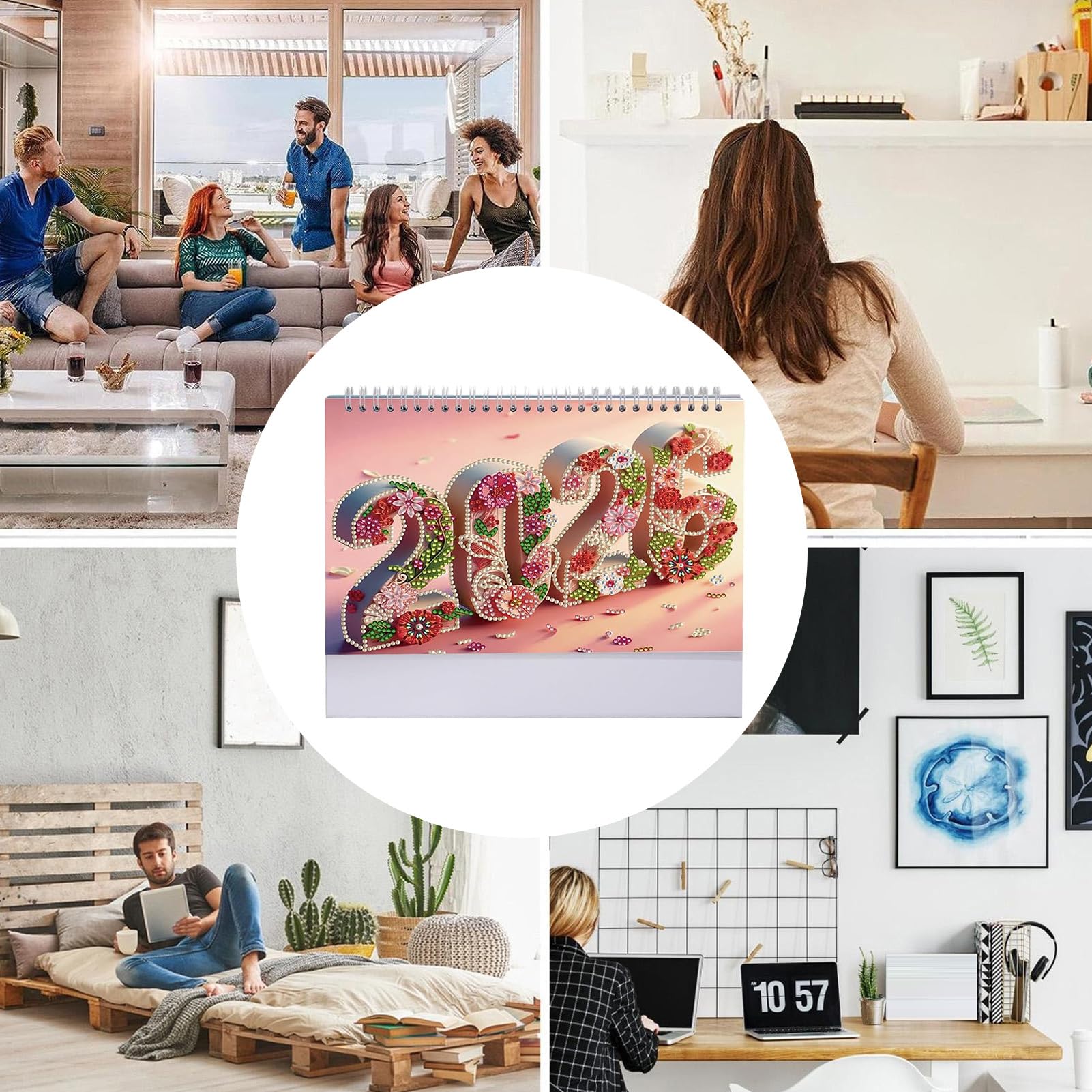 Calendario Da Tavolo 2026 Con Decorazioni Cristalline Per Ufficio Casa