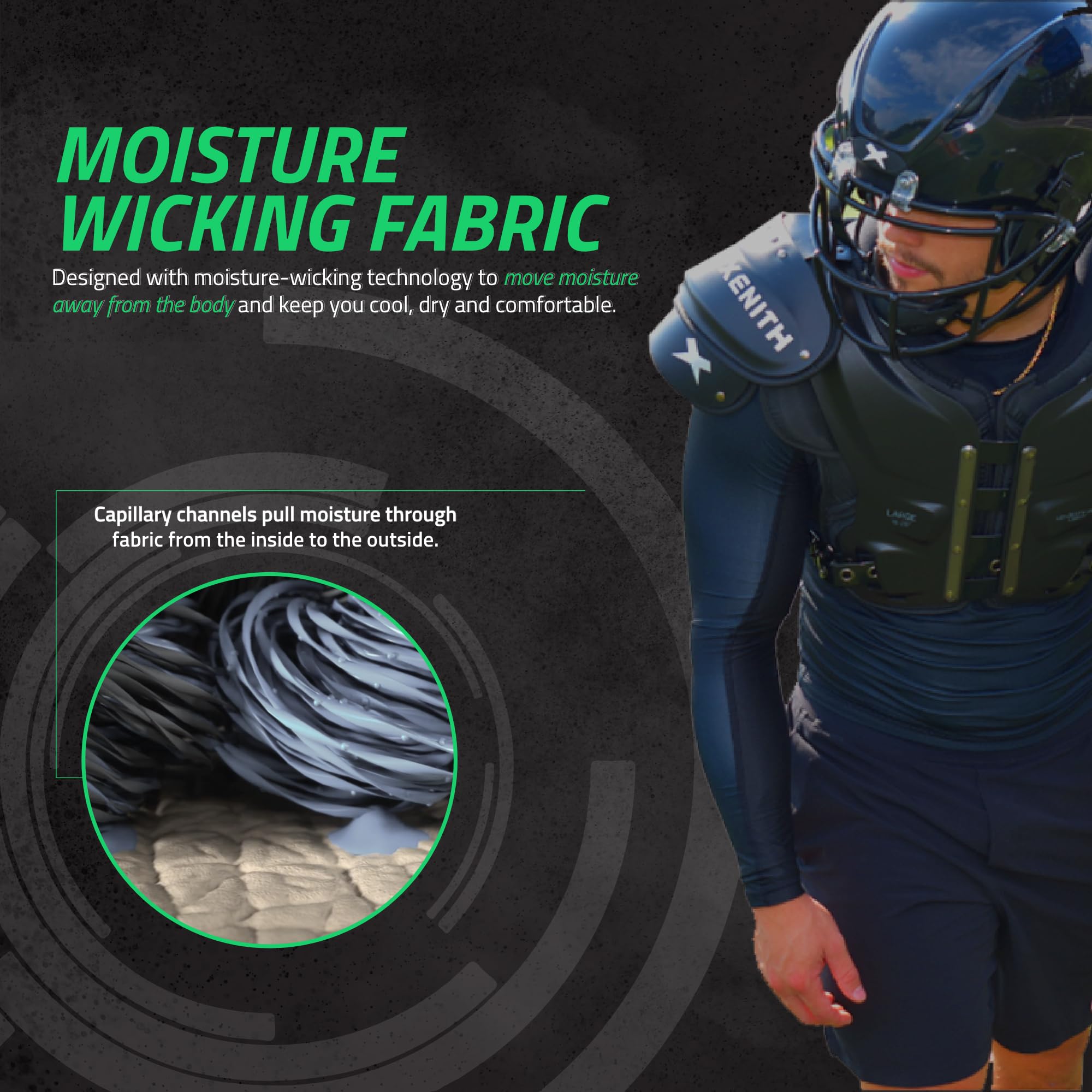 LZRD Tech Kompressionsshirt – Max Grip Kompressionsshirt mit feuchtigkeitsableitendem Stoff – NCAA & NFHS Legal