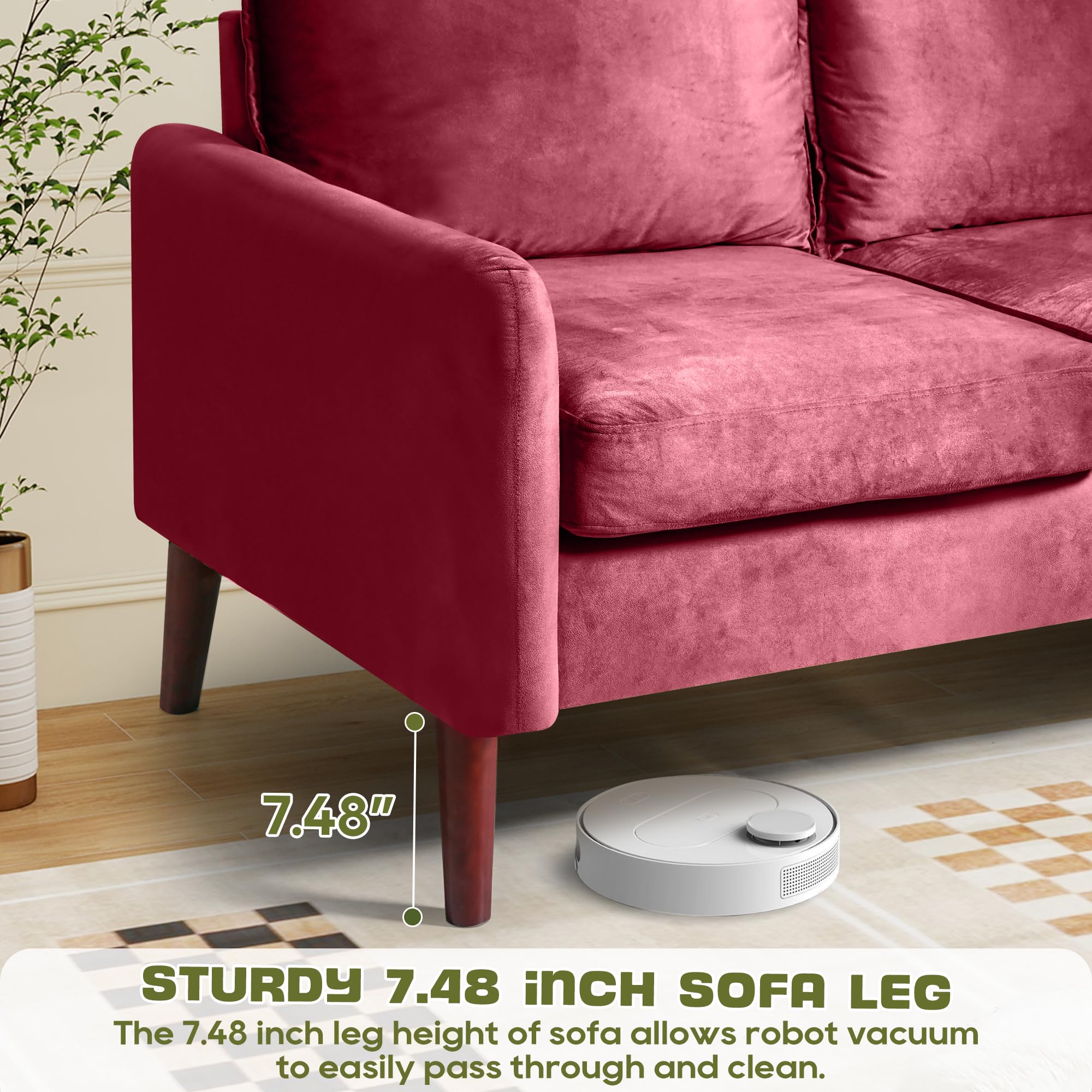 Bilhilury 54" Loveseat Sofa, Velvet Love Seat Couches for Living Room, Loveseat for Small Spaces, Small Couch for Bedroom Apartment Office, Mid-Century Modern Sofa with Throw Pillow,