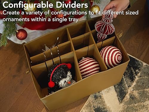 Miniatura 8 de Covermates Keepsakes  Caja de almacenamiento ajustable de 72 piezas  Capacidad para adornos de 4 pulgadas  Resistente  Asas  apilables